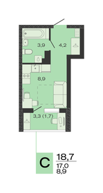 Квартира 18,7 м², студия - изображение 1