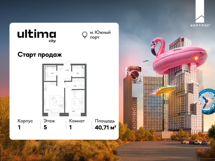 40,7 м², 1-комнатная квартира 16 568 970 ₽ - изображение 1