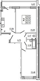 Квартира 65,9 м², 2-комнатная - изображение 1