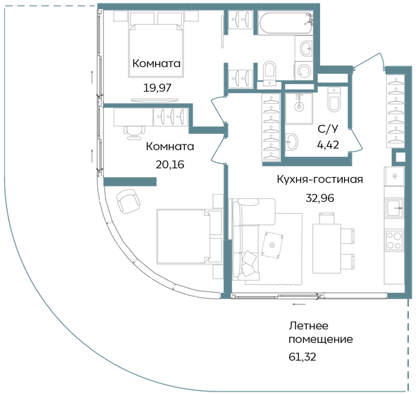 70,9 м², 2-комнатная квартира 12 000 000 ₽ - изображение 70