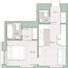 Квартира 35,5 м², 1-комнатная - изображение 2