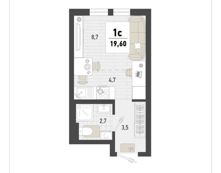 18 м², квартира-студия 6 500 000 ₽ - изображение 66