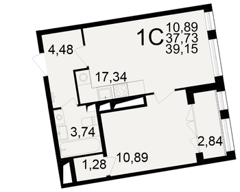 Квартира 39,2 м², 1-комнатная - изображение 1