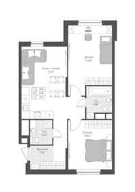 Квартира 64 м², 2-комнатная - изображение 1