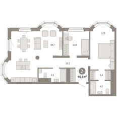 Квартира 91,8 м², 2-комнатная - изображение 3