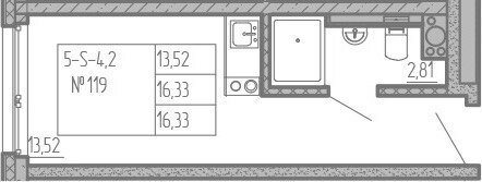 Квартира 16 м², студия - изображение 1