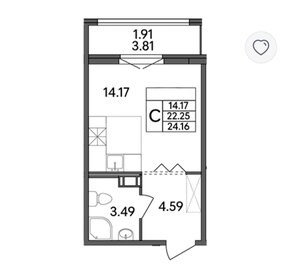 Квартира 24 м², студия - изображение 1