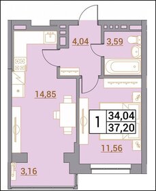 Квартира 37,2 м², 1-комнатная - изображение 1