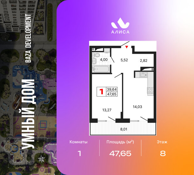 54,2 м², 1-комнатная квартира 14 412 000 ₽ - изображение 15