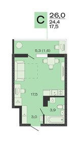 Квартира 26 м², студия - изображение 1