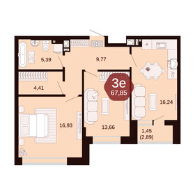 Квартира 67,9 м², 3-комнатная - изображение 1