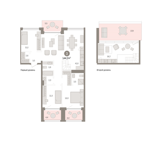 Квартира 144,3 м², 3-комнатная - изображение 1