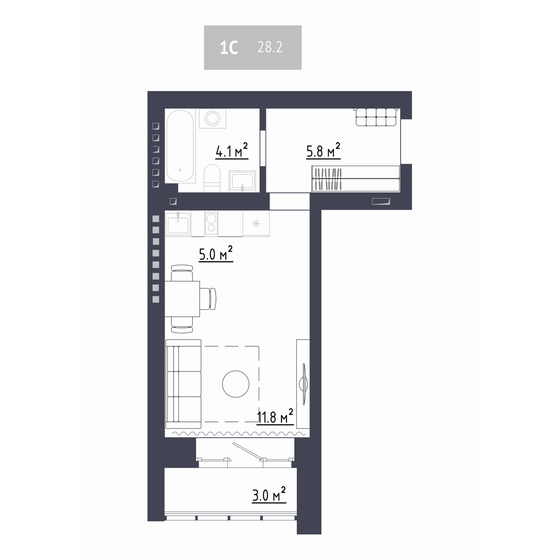 28,5 м², 1-комнатная квартира 1 852 500 ₽ - изображение 82