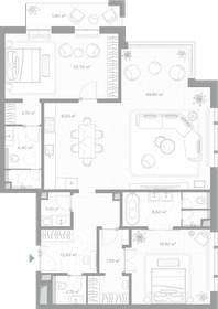 Квартира 147,5 м², 2-комнатная - изображение 2