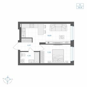 Квартира 39,8 м², 1-комнатная - изображение 1