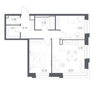 Квартира 60,3 м², 2-комнатная - изображение 1
