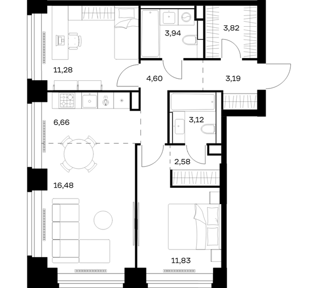 80,1 м², 2-комнатная квартира 36 053 008 ₽ - изображение 41