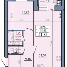 Квартира 51,8 м², 1-комнатная - изображение 2