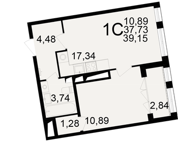 Квартира 39,2 м², 1-комнатная - изображение 1