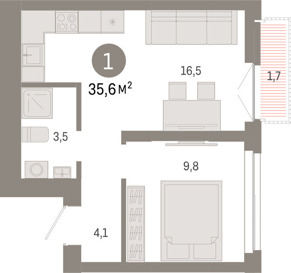 34,9 м², 1-комнатная квартира 5 700 000 ₽ - изображение 65