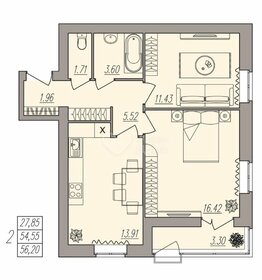 Квартира 56,6 м², 2-комнатная - изображение 1