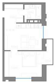 Квартира 43,7 м², 1-комнатная - изображение 1