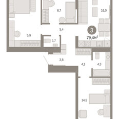 Квартира 79,4 м², 3-комнатная - изображение 3