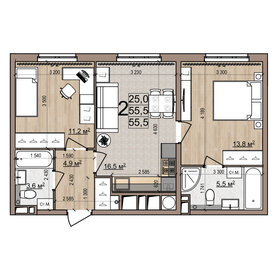 Квартира 55,5 м², 2-комнатная - изображение 1