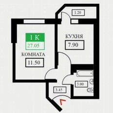Квартира 27 м², 1-комнатная - изображение 3