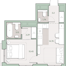 Квартира 35,6 м², 1-комнатная - изображение 2