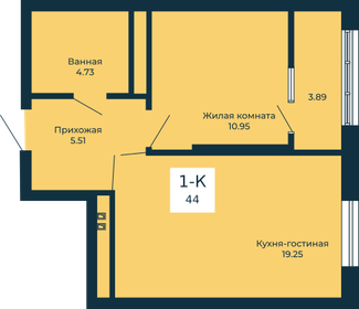 Квартира 44 м², 1-комнатная - изображение 1