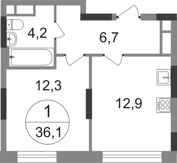 36,1 м², 1-комнатная квартира 12 164 552 ₽ - изображение 49