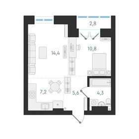 Квартира 42,3 м², 2-комнатная - изображение 1