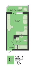 Квартира 20,1 м², студия - изображение 1
