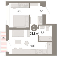 Квартира 33,8 м², 1-комнатная - изображение 3