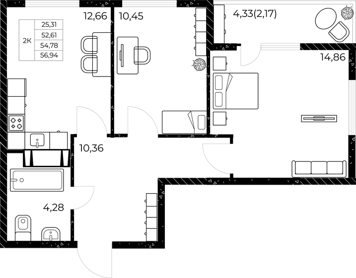 59 м², 2-комнатная квартира 9 650 000 ₽ - изображение 78