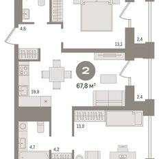 Квартира 67,1 м², 2-комнатная - изображение 4