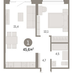 Квартира 45,6 м², 1-комнатная - изображение 3