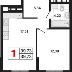 Квартира 39,7 м², 1-комнатная - изображение 3