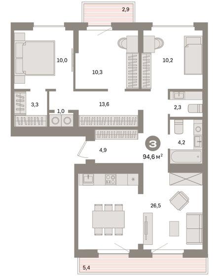 40,1 м², 1-комнатная квартира 4 415 400 ₽ - изображение 22