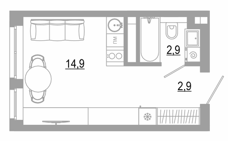 Квартира 20,7 м², студия - изображение 1