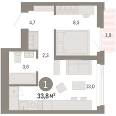 Квартира 33,8 м², 1-комнатная - изображение 3