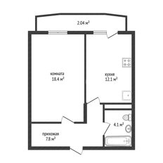 Квартира 45,9 м², 1-комнатная - изображение 2