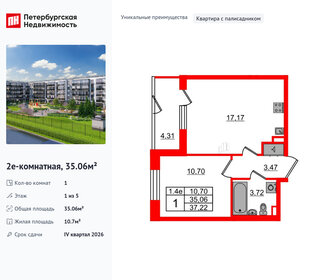 Квартира 35,1 м², 1-комнатная - изображение 1