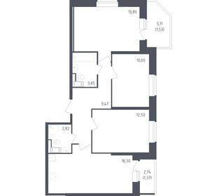 Квартира 75,6 м², 3-комнатная - изображение 1