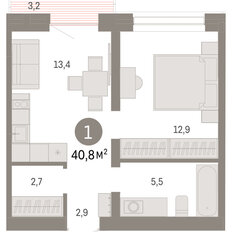 Квартира 40,8 м², 1-комнатная - изображение 3