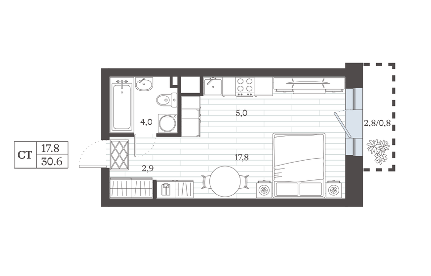 29,7 м², квартира-студия 6 336 092 ₽ - изображение 34
