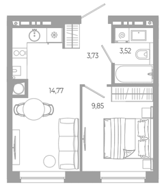 Квартира 31,9 м², 1-комнатная - изображение 1