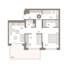Квартира 75,5 м², 2-комнатная - изображение 3