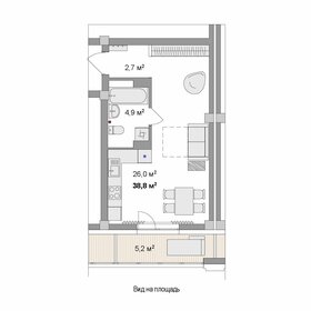 Квартира 38,4 м², студия - изображение 1